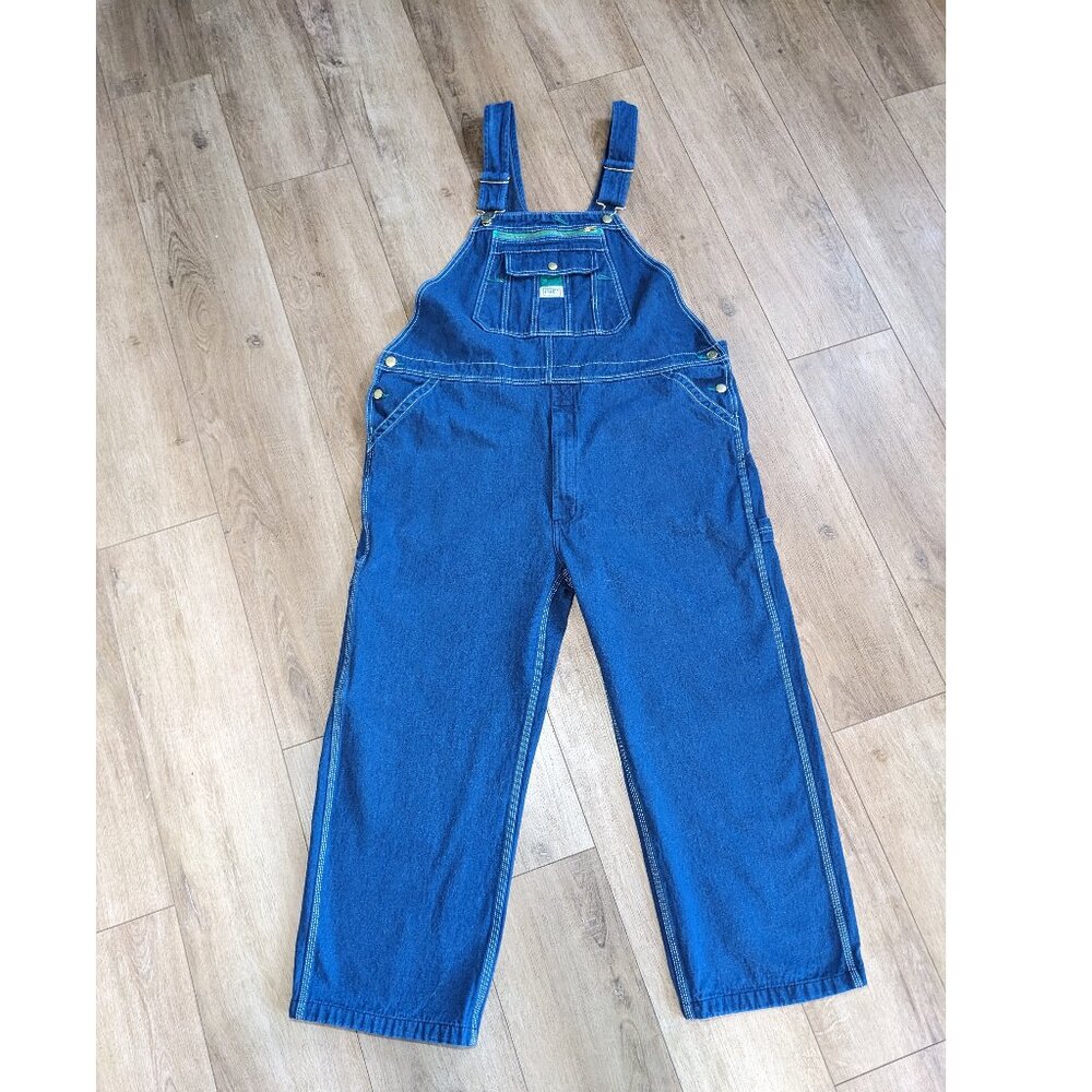 Liberty Denim Bib Overalls Blue Jean Mens Carpenter Workwear 44x26 Blue
